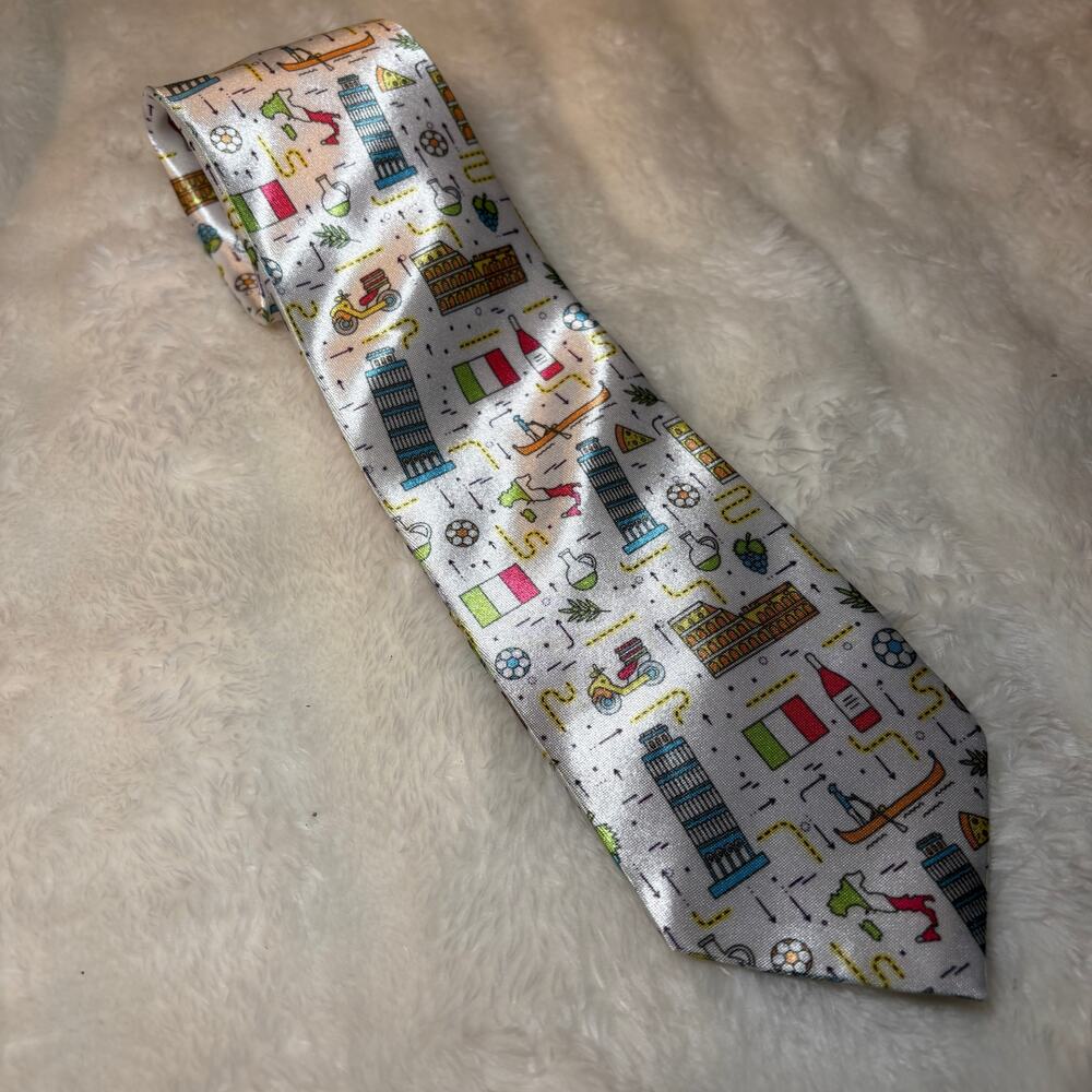 Men's Pisa Italy Neck Tie Flag Italian Soccer Wine